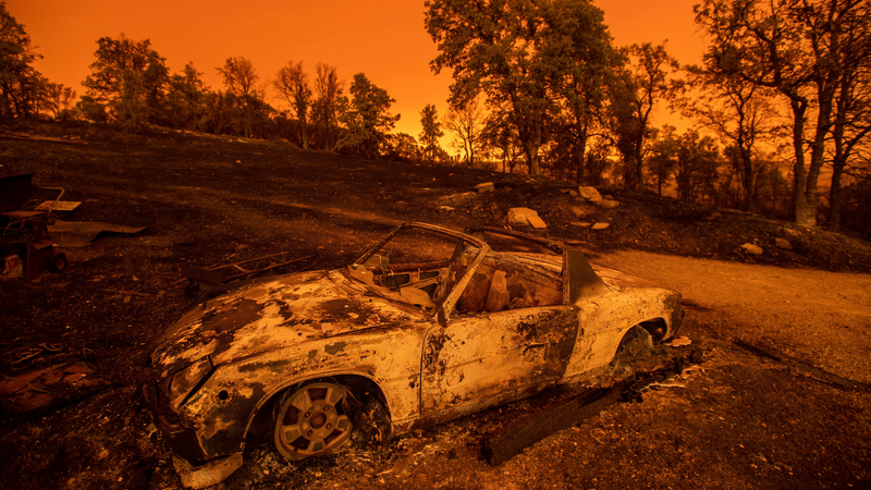 Cars and homes burned on the outskirts of Redding, California on July 27th.